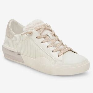 Dolce Vita Zina Plush White Sliced Leather Sneaker